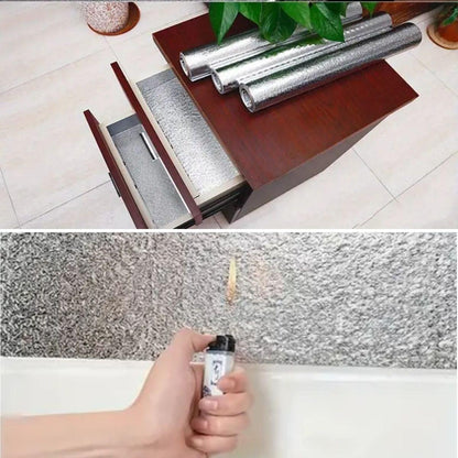 Roll Silver Aluminum Foil Wallpaper, Self-Adhesive Shelf Liner, Waterproof Foil 2 m x 60 cm (5347)