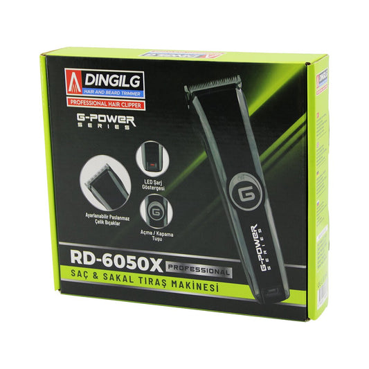 SAÇ SAKAL KESME - TRAŞ MAKİNESİ FİŞ ŞARJLI=LED GÖSTERGE AYARLI BIÇAK=0.1-05MM RD-6050X G-POWERG-PLUS (5347)