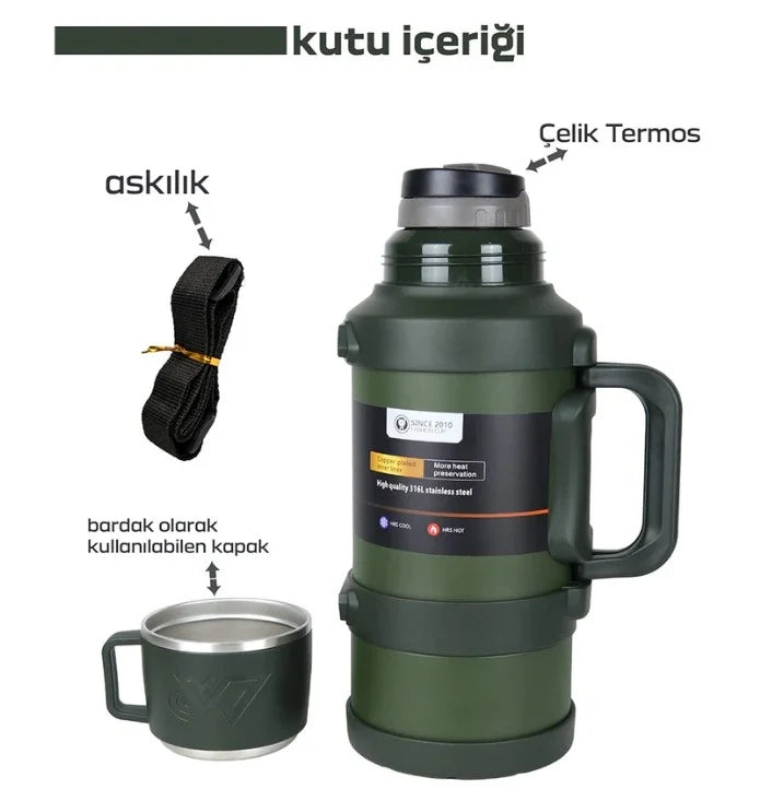 Safe Paslanmaz Çelik 3.2 Litre Termos 48 Saat Sıcak Soğuk Tutma (5347)
