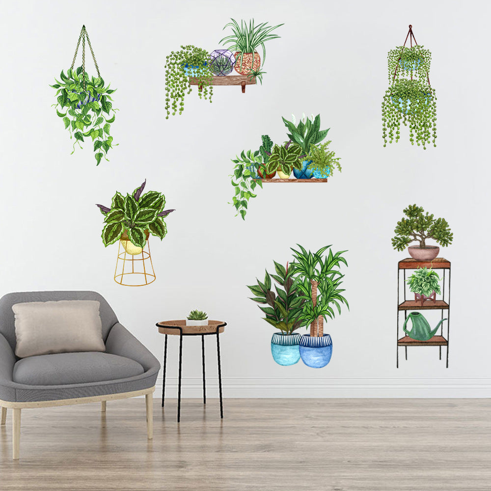 Potted Flower Design Adhesive Sticker (5347)