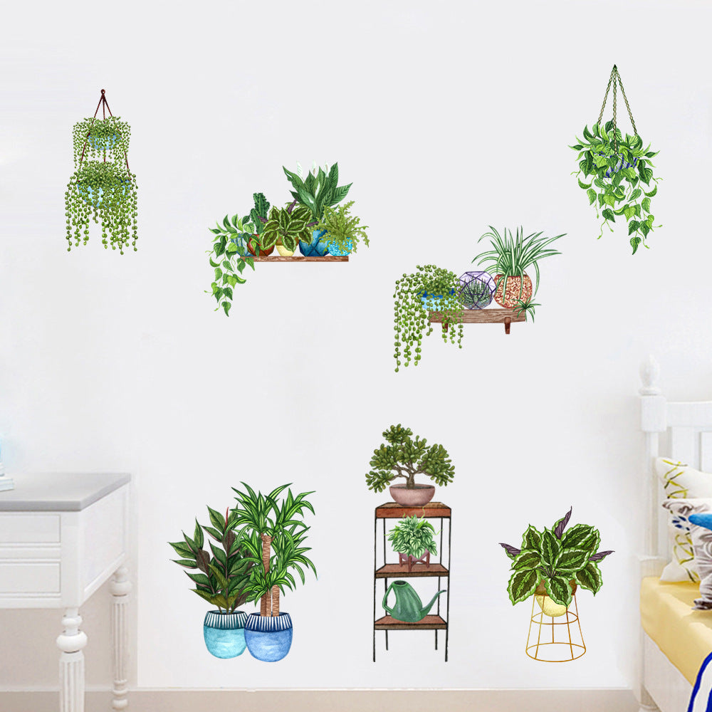 Potted Flower Design Adhesive Sticker (5347)