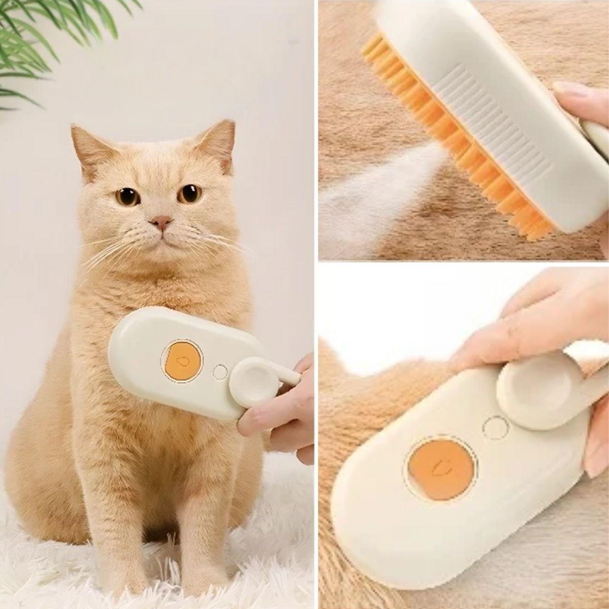 Saplı Su Püskürtmeli Kedi Köpek Fırçası Masaj Etkili Tüy Toplama Tarağı (5347)