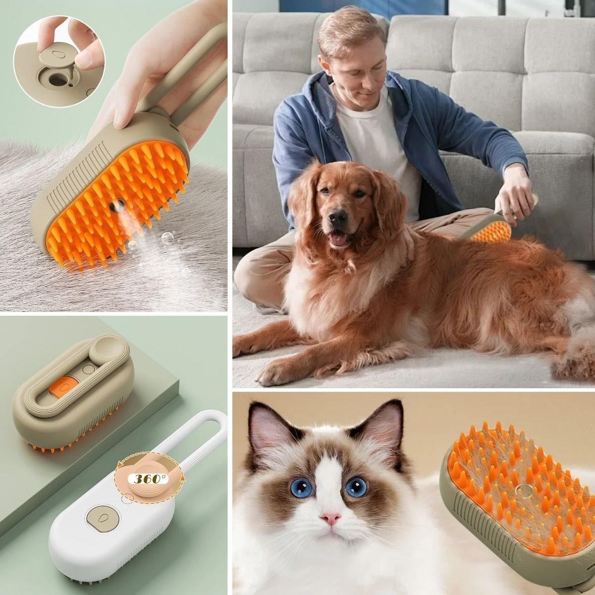Saplı Su Püskürtmeli Kedi Köpek Fırçası Masaj Etkili Tüy Toplama Tarağı (5347)