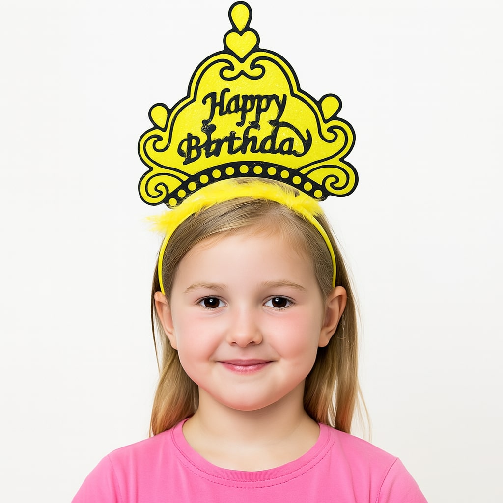 Yellow Happy Birthday Princess Tiara
