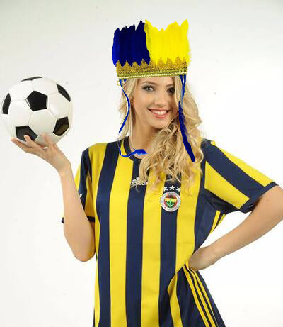 Yellow Blue Fan Fuzzy Headband