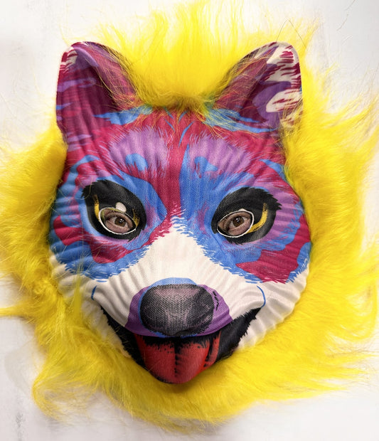 Cute Yellow-Haired Dog Mask Mega Plush 35 No.