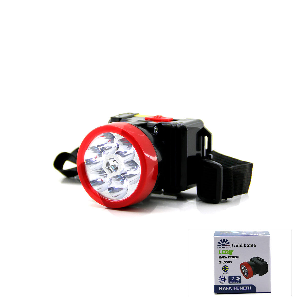 ŞARJLI 2W KAFA LAMBASI FENER 6 LED FİŞ ŞARJLI KADEME IŞIK AYARI (5347)