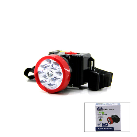 ŞARJLI 2W KAFA LAMBASI FENER 6 LED FİŞ ŞARJLI KADEME IŞIK AYARI (5347)