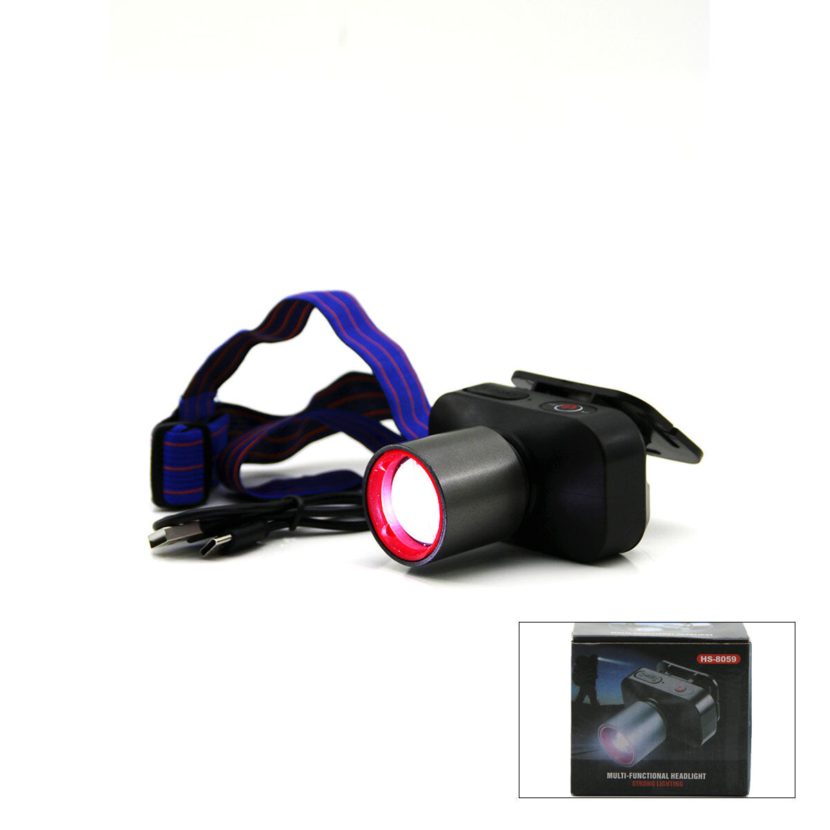 ŞARJLI 30W KAFA LAMBASI FENER 1 LED USB - TYPE-C KADEME IŞIK AYARI - FLAŞÖR (5347)