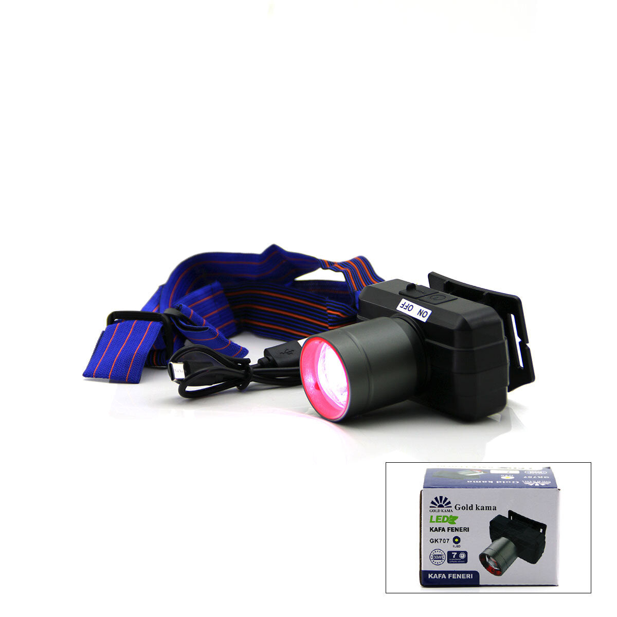 ŞARJLI 30W KAFA LAMBASI FENER 1 LED USB - TYPE-C KADEME IŞIK AYARI - FLAŞÖR (5347)