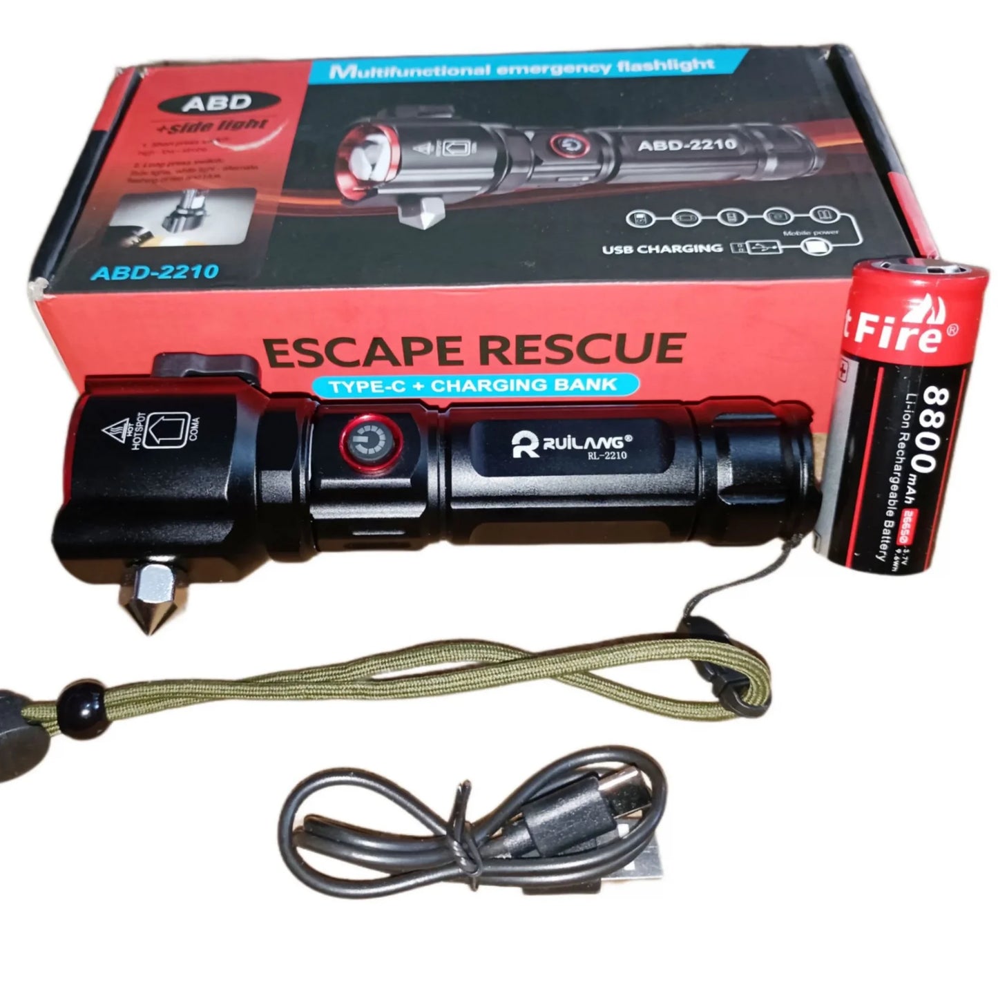 Şarjlı El Feneri  Yüksek Güçlü LED Işık USB ile Şarj ESCAPE RESCUE (5347)