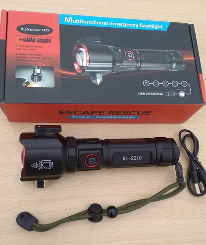Şarjlı El Feneri  Yüksek Güçlü LED Işık USB ile Şarj ESCAPE RESCUE (5347)
