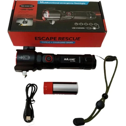 Şarjlı El Feneri  Yüksek Güçlü LED Işık USB ile Şarj ESCAPE RESCUE (5347)