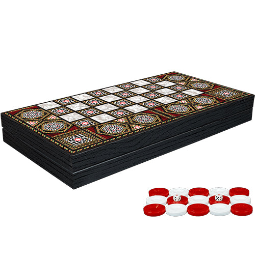 Classic Mother-of-Pearl Inlaid Backgammon Model 1