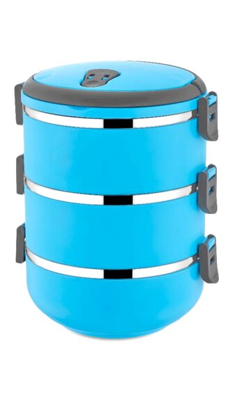 Lunch Box Food Thermos Storage Container Thermos 3-piece - Blue (5347)