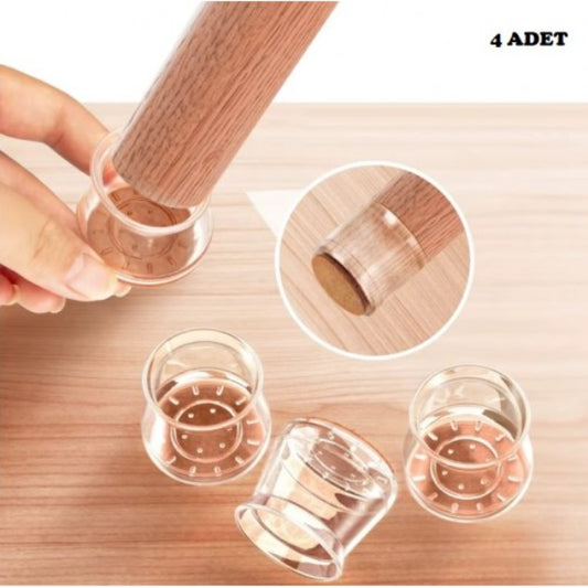 4-Piece Felted Clear Silicone Chair Leg Protector Set