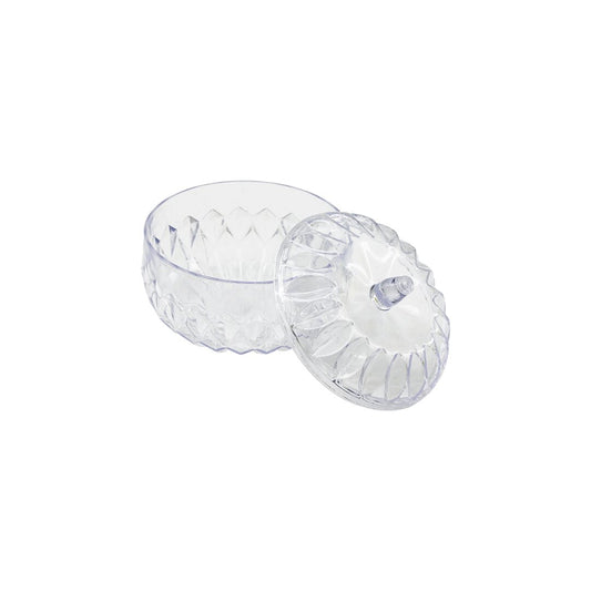 TRANSPARENT ROUND MICA - PLASTIC SUGAR BOWL WITH LID (5347)