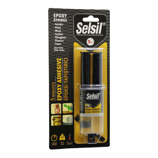 SELSİL EPOXY SYRINGE ADHESİVE ŞIRINGA EPOKSİ YAPIŞTIRICI 28GR. ALÜMİNYUM - CAM - PORSELEN - SERAMİK - AHŞAP - METAL (5347)