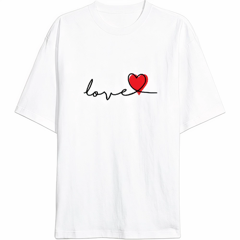 Valentine's Day Special Design Love Print T-shirt - White