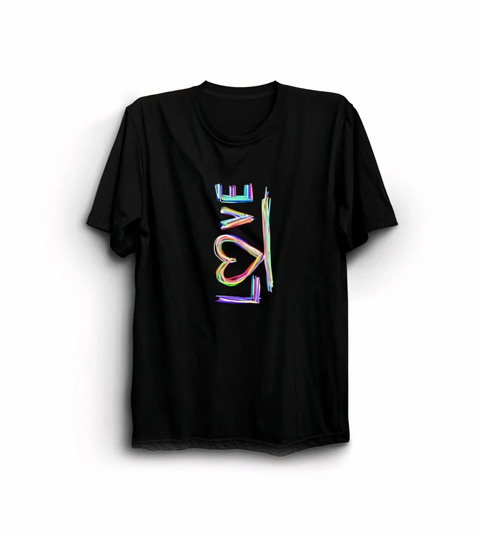 Valentine's Day Special Design Love Print T-shirt - Black
