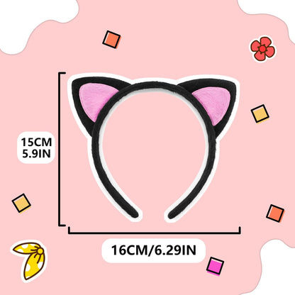 Sevimli Kedi Kulak Pofuduk Kedi Taç Siyah İçi Pembe Renk 17x15 cm (5347)
