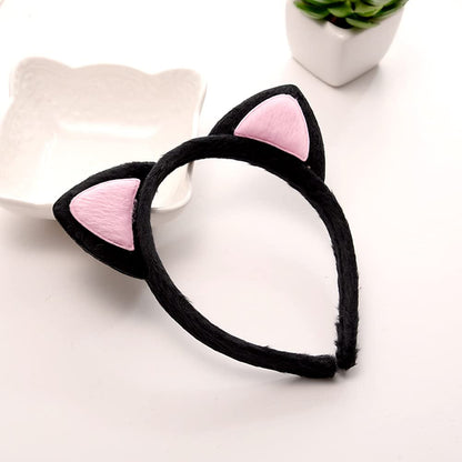 Sevimli Kedi Kulak Pofuduk Kedi Taç Siyah İçi Pembe Renk 17x15 cm (5347)