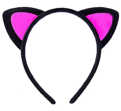 Sevimli Kedi Kulak Pofuduk Kedi Taç Siyah İçi Şeker Pembe Renk 17x15 cm (5347)