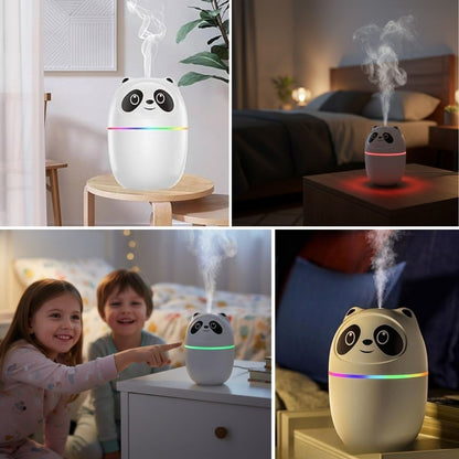 Sevimli Panda Figürlü Hava Nemlendirici - Ultrasonik Soğuk Buhar Makinesi, LED Işıklı Masaüstü Oda Nemlendirici (5347)