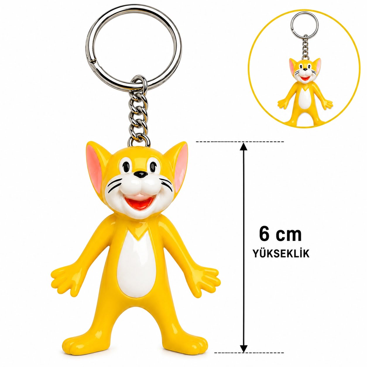 Sevimli Sarı Kedi Figürlü Anahtarlık 6 Cm (5347)