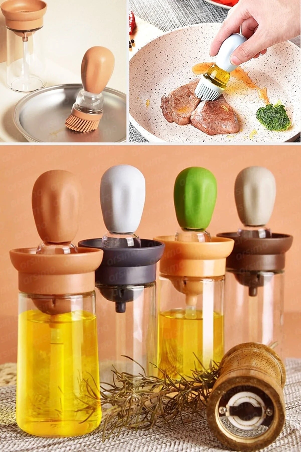 Oil Dispenser with Silicone Basting Brush