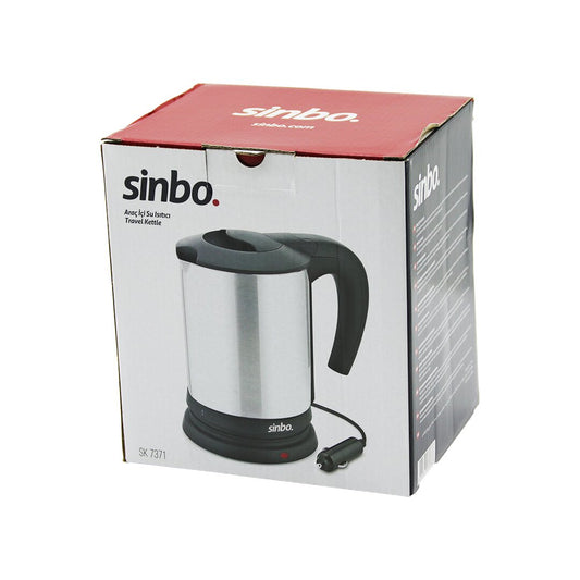 SİNBO SK-7371  12V  ARAÇ İÇİ KETTLE  PASLANMAZ ÇELİK  SU ISITICISI  0.8LT   120W   ÇAKMAKLIK FİŞLİ   PLASTİK KAPAK - KULP (5347)