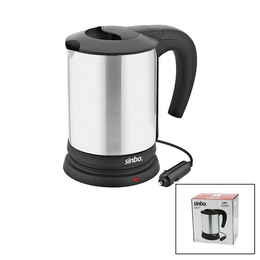 SİNBO SK-8034 24V ARAÇ İÇİ KETTLE PASLANMAZ ÇELİK SU ISITICISI 0.8LT  200W  ÇAKMAKLIK FİŞLİ  PLASTİK KAPAK - KULP (5347)