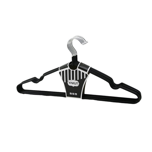 SİYAH 10PCS SİLİKON KAPLAMALI METAL ELBİSE ASKISI (5347)