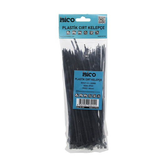 BLACK 3.6X200MM PLASTIC CABLE TIE 100PCS (5347)