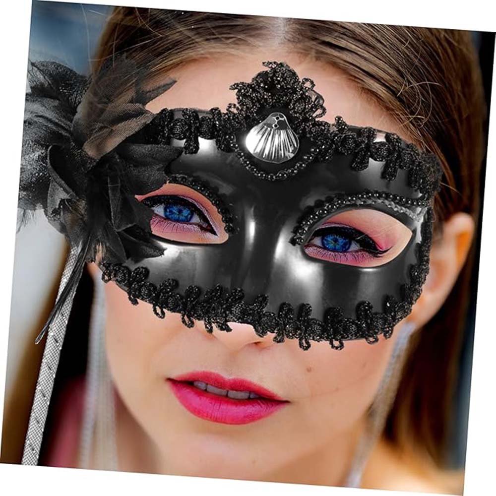 Black Glitter Photo Booth Prop Mask 18x29 cm (5347)