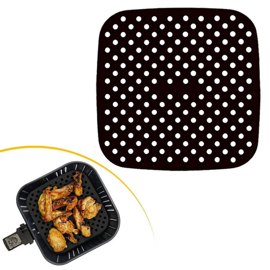 Black Heat-Resistant Washable Silicone Oven and Air Fryer Square Baking Mat 21.5 cm (5347)