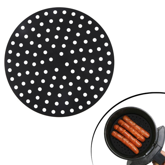Black Heat-Resistant Washable Silicone Oven and Air Fryer Round Baking Mat 23 cm (5347)