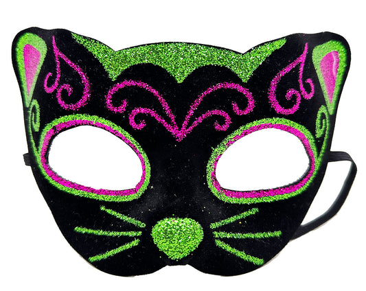 Black Velvet Embroidered Cat Mask