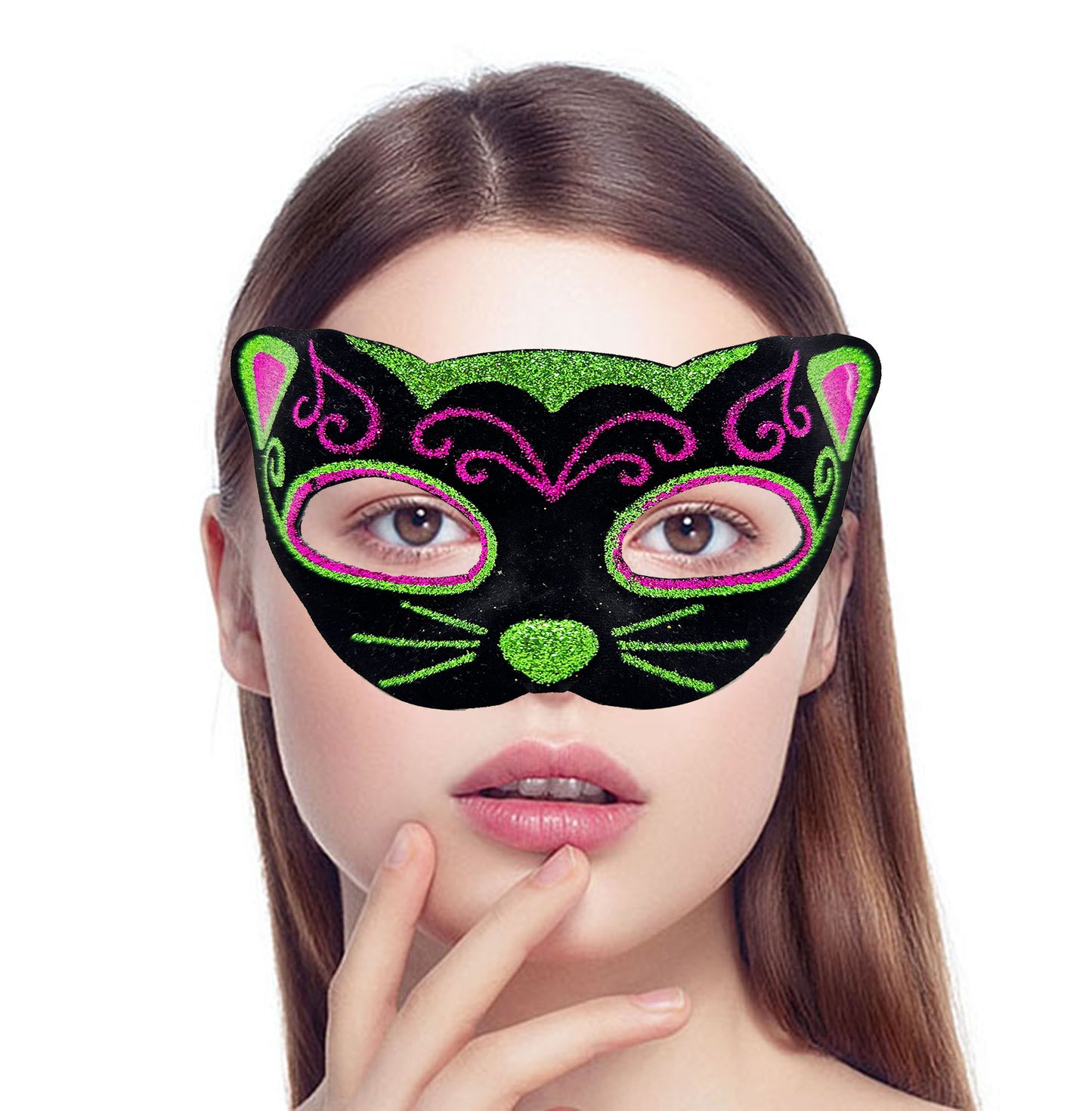 Black Velvet Embroidered Cat Mask