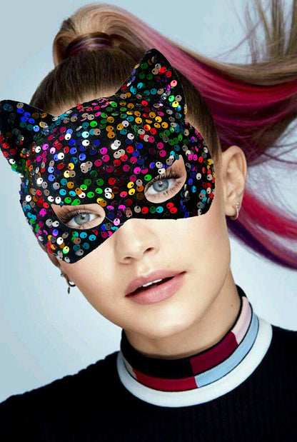 Black Velvet Sequin Party Mask