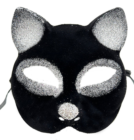 Black Silver Glitter Cat Mask