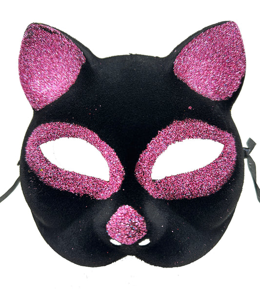 Black Pink Glitter Cat Mask