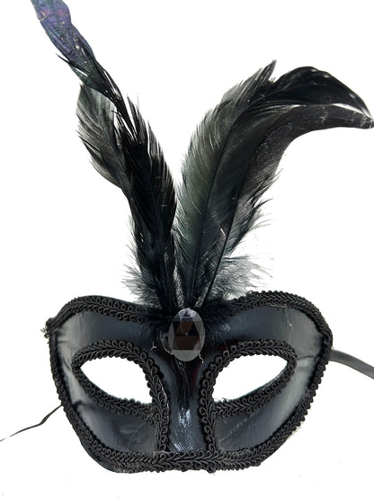 Patent Leather Red Feathered Party Mask