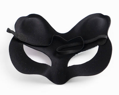 قناع قطة شمواه أسود لامع أزرق وأحمر