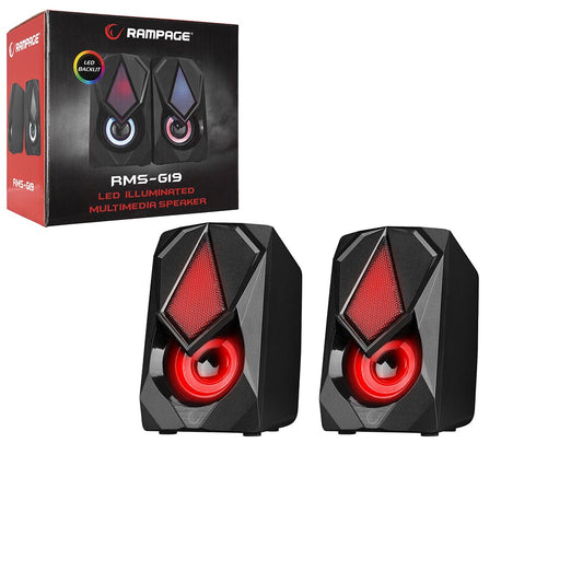 BLACK - RGB LIGHTED 1+1 SPEAKER SET USB CABLE 2.0 MULTIMEDIA - 5W (5347)