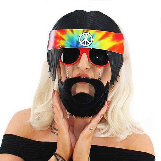 Black Haired Bandana Design Hippie Party Glasses 26x18 cm (5347)