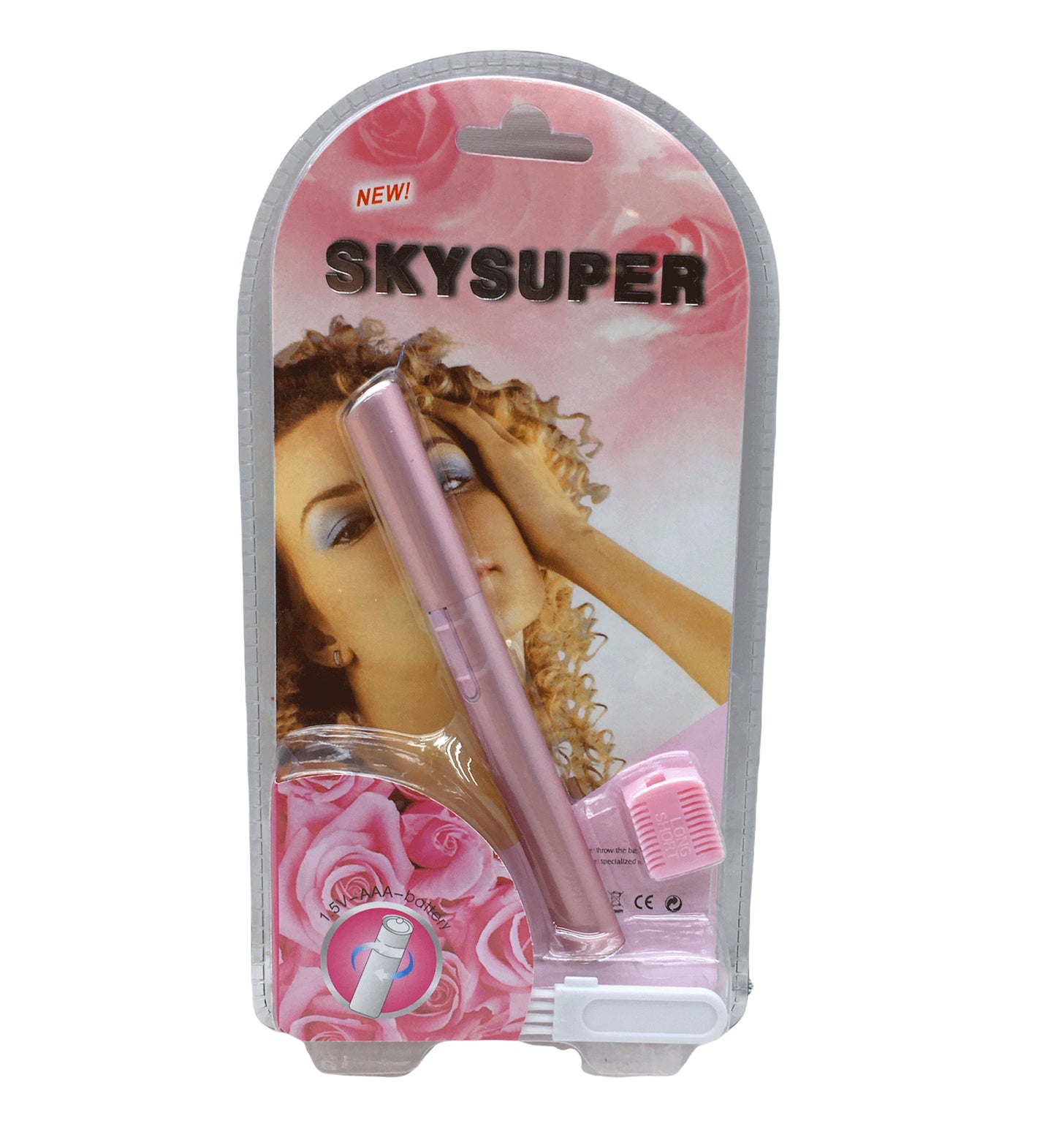 ماكينة إزالة شعر الوجه الوردية التي تعمل بالبطارية من SKYSUPER (5347)