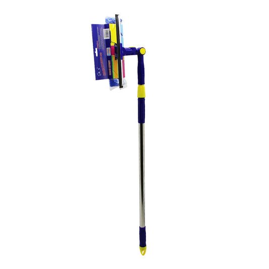 STAR Q 2 HEADED=WINDOW CLEANER SQUEEGEE - M.FIBER MOP=24.5CM 360 DEGREE HEAD WINDOW CLEANER - EXTENDABLE METAL MOP - PLS.HANDLE=85-133CM (5347)