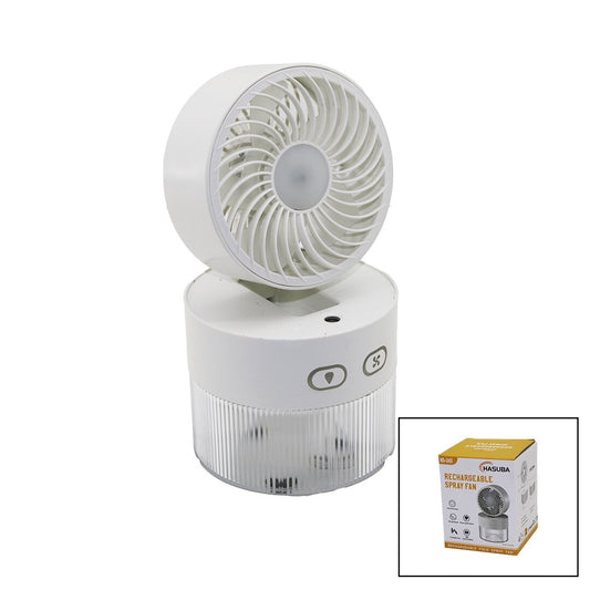 WATER SPRAY FOLDABLE HEAD - 90 DEGREE LIGHTED USB MINI FAN DIA=11.2CM - H:13.5-20.5CM 3 SPEED SETTINGS 350ML (5347)