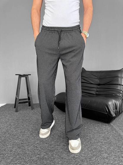 Pinstripe Pocket Trousers - Black